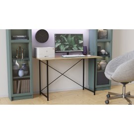 Стол письменный Line Лайт Ferrum-decor 750x1200x600 Черный металл ДСП Дуб Сонома 16 мм (LINE125)