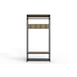 Вешалка напольная модульная Ferrum-decor Трелис 15 180x90x38 черный ДСП Дуб Сонома 16мм