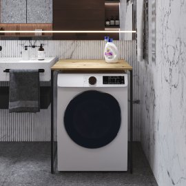 Стеллаж полка Бафрум 401 Ferrum-decor для стиральной машины 90x70,5x60,5 Черный металл ДСП Дуб Артизан 16 мм (BED40107)
