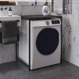 Стеллаж полка Бафрум 401 Ferrum-decor для стиральной машины 90x70,5x60,5 Черный металл ДСП Сосна Кембра 16 мм (BED40101)