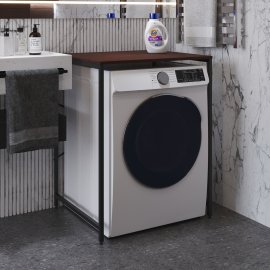 Стеллаж полка Бафрум 401 Ferrum-decor для стиральной машины 90x70,5x60,5 Черный металл ДСП Венге Магия 16 мм (BED40102)