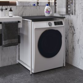 Стеллаж полка Бафрум 401 Ferrum-decor для стиральной машины 90x70,5x60,5 Белый металл ДСП Сосна Кембра 16 мм (BED40109)