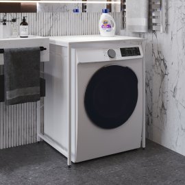 Стеллаж полка Бафрум 401 Ferrum-decor для стиральной машины 90x70,5x60,5 Белый металл ДСП Белый 16 мм (BED40114)