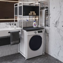Стелаж полку Бафрум 403 Ferrum-decor для пральної машини 178x70,5x60,5 Білий метал ДСП Сосна Кембра 16 мм (BED40309)