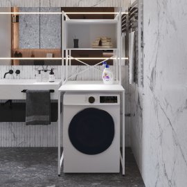 Стелаж полку Бафрум 403 Ferrum-decor для пральної машини 178x70,5x60,5 Білий метал ДСП Білий 16 мм (BED40314)