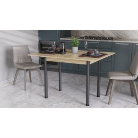 Обеденный стол-трансформер раскладной Берта Ferrum-decor 750x1200x900 Черный металл ДСП Дуб Сонома 16 мм (BERT04)