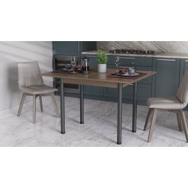 Раскладной обеденный стол-трансформер Берта Ferrum-decor 750x1400x900 Черный металл ДСП Дуб Сонома Трюфель 16 мм (BERT12)