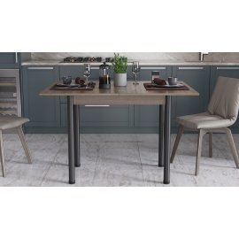 Раскладной обеденный стол-трансформер Берта Ferrum-decor 750x1200x900 Черный металл ДСП Дуб Сонома Трюфель 16 мм (BERT05)