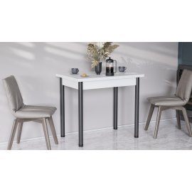 Раскладной обеденный стол-трансформер Берта Ferrum-decor 750x1200x900 Черный металл ДСП Белое 16 мм (BERT01)