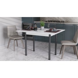 Обеденный стол-трансформер раскладной Берта Ferrum-decor 750x1400x900 Черный металл ДСП Белый 16 мм (BERT08)