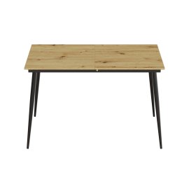 Стіл кухонний розкладний Данді на конусних ногах Ferrum-decor 75x120(160)x70 Чорний метал ДСП Дуб Артізан 16 мм (DAND115)
