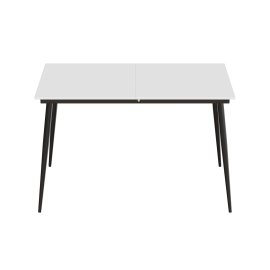 Стіл кухонний розкладний Данді на конусних ногах Ferrum-decor 75x120(160)x70 Чорний метал ДСП Білий 16 мм (DAND114)