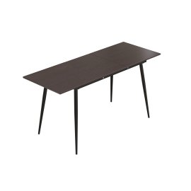 Стол кухонный раскладной Данди на конусных ногах Ferrum-decor 75x120(160)x60 Черный металл ДСП Венге Магия 16 мм (DAND102)