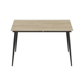 Стол кухонный раскладной Данди на конусных ногах Ferrum-decor 75x120(160)x60 Черный металл ДСП Дуб Сонома 16 мм (DAND103)