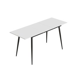 Стол кухонный раскладной Данди на конусных ногах Ferrum-decor 75x120(160)x60 Черный металл ДСП Белый 16 мм (DAND106)