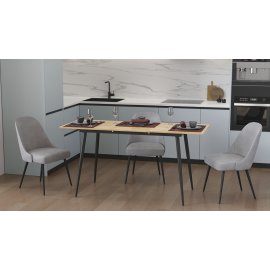 Стол кухонный раскладной Данди на конусных ногах Ferrum-decor 75x120(160)x60 Черный металл ДСП Дуб Артизан 16 мм (DAND107)
