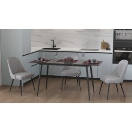Стол кухонный раскладной Данди на конусных ногах Ferrum-decor 75x120(160)x60 Черный металл ДСП Сосна Кембра 16 мм (DAND101)
