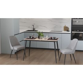 Стіл кухонний розкладний Данді на конусних ногах Ferrum-decor 75x120(160)x70 Чорний метал ДСП Дуб Сан-Марино 16 мм (DAND113)