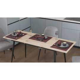 Стол кухонный раскладной Данди на конусных ногах Ferrum-decor 75x120(160)x60 Черный металл ДСП Дуб Сан-Марино 16 мм (DAND105)
