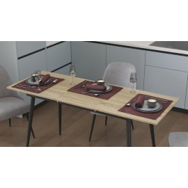 Стол кухонный раскладной Данди на конусных ногах Ferrum-decor 75x120(160)x60 Черный металл ДСП Дуб Сонома 16 мм (DAND103)