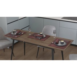 Стол кухонный раскладной Данди на конусных ногах Ferrum-decor 75x120(160)x60 Черный металл ДСП Дуб Сонома Трюфель 16 мм (DAND104)
