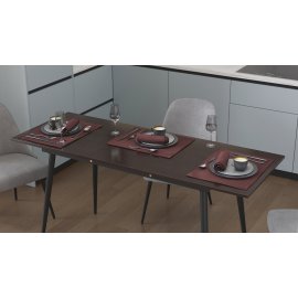 Стіл кухонний розкладний Данді на конусних ногах Ferrum-decor 75x120(160)x70 Чорний метал ДСП Венге Магія 16 мм (DAND110)