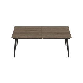 Стіл журнальний трансформер Dandi Small Ferrum-decor 45x120(160)x60 Чорний метал ДСП Дуб Сонома Трюфель 16 мм (DANDS104)
