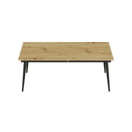 Стіл журнальний трансформер Dandi Small Ferrum-decor 45x120(160)x60 Чорний метал ДСП Дуб Артізан 16 мм (DANDS107)