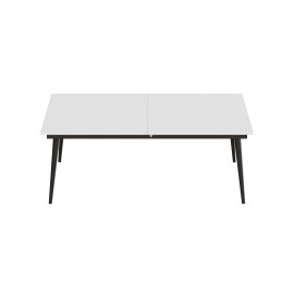 Стіл журнальний трансформер Dandi Small Ferrum-decor 45x120(160)x60 Чорний метал ДСП Білий 16 мм (DANDS106)