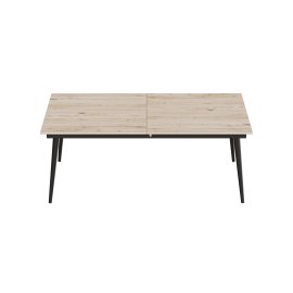Стіл журнальний трансформер Dandi Small Ferrum-decor 45x120(160)x60 Чорний метал ДСП Дуб Сан-Марино 16 мм (DANDS105)