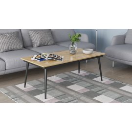 Стіл журнальний трансформер Dandi Small Ferrum-decor 45x120(160)x60 Чорний метал ДСП Дуб Артізан 16 мм (DANDS107)