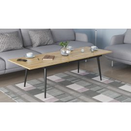 Стол трансформер журнальный Dandi Small Ferrum-decor 45x120(160)x70 Черный металл ДСП Дуб Артизан 16 мм (DANDS115)