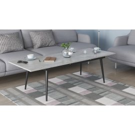 Стіл журнальний трансформер Dandi Small Ferrum-decor 45x120(160)x60 Чорний метал ДСП Бетон 16 мм (DANDS100)