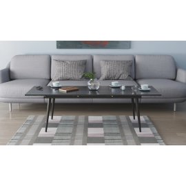 Стіл журнальний трансформер Dandi Small Ferrum-decor 45x120(160)x60 Чорний метал ДСП Сосна Кембра 16 мм (DANDS101)