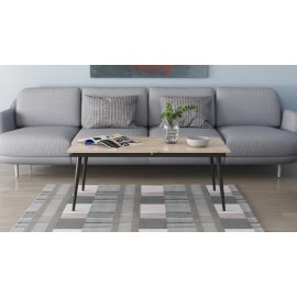 Стіл журнальний трансформер Dandi Small Ferrum-decor 45x120(160)x60 Чорний метал ДСП Дуб Сан-Марино 16 мм (DANDS105)