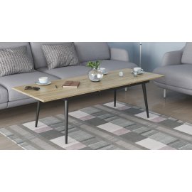Стіл журнальний трансформер Dandi Small Ferrum-decor 45x120(160)x60 Чорний метал ДСП Дуб Сонома 16 мм (DANDS103)