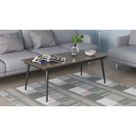 Стіл журнальний трансформер Dandi Small Ferrum-decor 45x120(160)x60 Чорний метал ДСП Дуб Сонома Трюфель 16 мм (DANDS104)