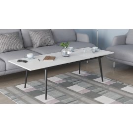 Стіл журнальний трансформер Dandi Small Ferrum-decor 45x120(160)x60 Чорний метал ДСП Білий 16 мм (DANDS106)