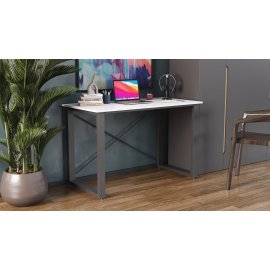 Письменный стол Ferrum-decor Драйв 750x1400x600 Черный металл ДСП Белый 16 мм (DRA043)