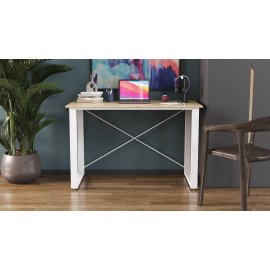 Письменный стол Ferrum-decor Драйв 750x1200x600 Белый металл ДСП Дуб Сонома 16 мм (DRA039)