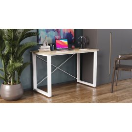 Письменный стол Ferrum-decor Драйв 750x1200x600 Белый металл ДСП Дуб Сонома 16 мм (DRA039)