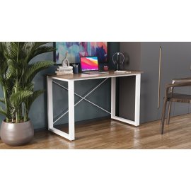 Письменный стол Ferrum-decor Драйв 750x1400x600 Белый металл ДСП Дуб Сонома Трюфель 16 мм (DRA061)