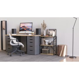Этажерка 3/60 Ferrum-decor Серии Конект 75x60x28 черный ДСП Дуб Сонома 16мм