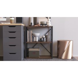Этажерка 3/60 Ferrum-decor Серии Конект 75x60x28 черный ДСП Дуб Сонома Трюфель 16мм
