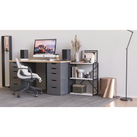 Этажерка 3/60 Ferrum-decor Серии Конект 75x60x28 черный ДСП Белое 16мм