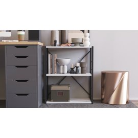 Этажерка 3/60 Ferrum-decor Серии Конект 75x60x28 черный ДСП Белое 16мм