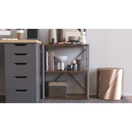 Этажерка 3/60 Ferrum-decor Серии Конект 75x60x28 серый ДСП Дуб Сонома Трюфель 16мм