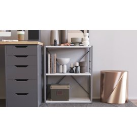 Этажерка 3/60 Ferrum-decor Серии Конект 75x60x28 серый ДСП Белое 16мм