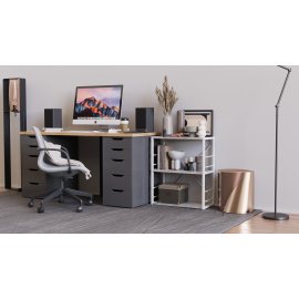 Этажерка 3/60 Ferrum-decor Серии Конект 75x60x28 белый ДСП Бетон 16мм (XK00225)