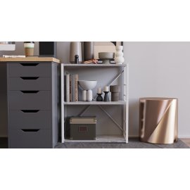 Этажерка 3/60 Ferrum-decor Серии Конект 75x60x28 белый ДСП Бетон 16мм (XK00225)